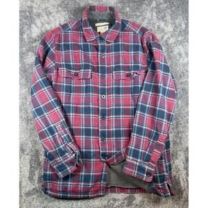 LL Bean Mens Traditional Fit Fleece Lined Flannel Shirt Jacket Plaid Size Small